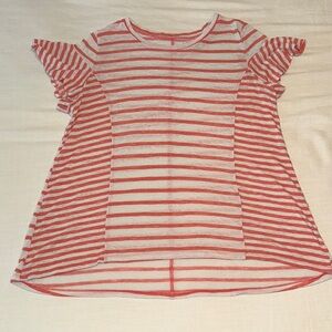 👚 Lane Bryant Coral & White Striped Tee – Size 18/20